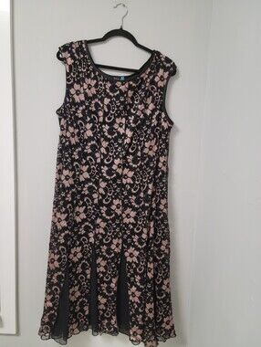 Black Lace Over Nude Sequin Dress — S.L. Fashions (18W)